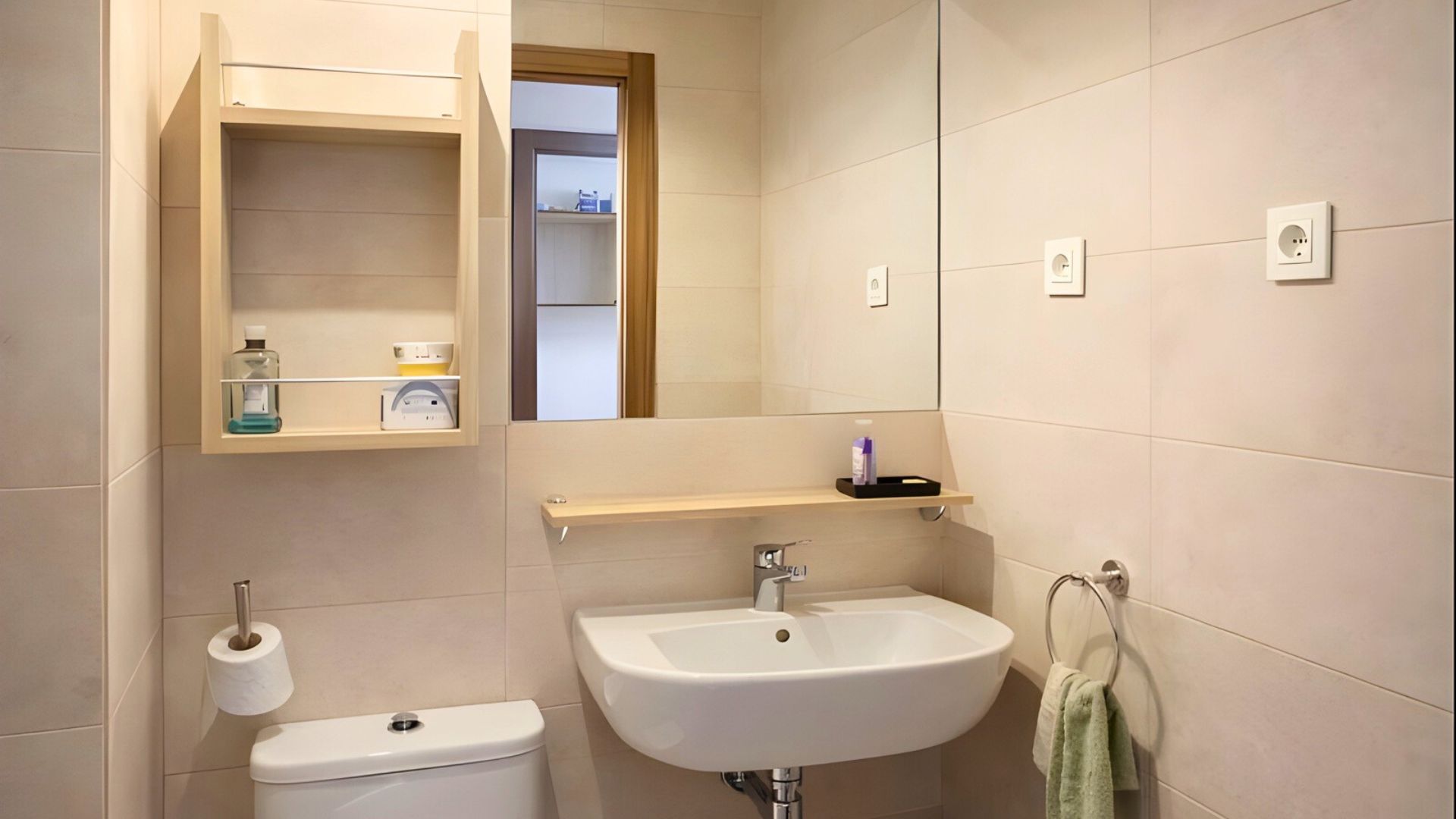 Baño privado en estudio 2Dio de la residencia Stephouse Madrid Vicálvaro.
