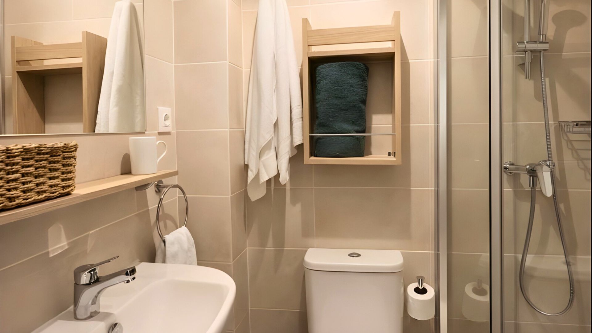 Baño privado en estudio de la residencia Stephouse Madrid Vicálvaro.