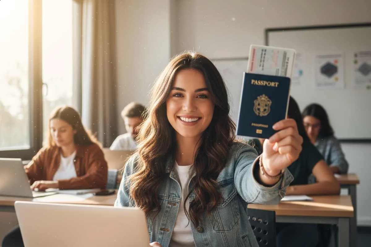 ausländischer Student, der in Spanien Dokumente prüft