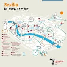 Karte der Universitätsgelände in Sevilla