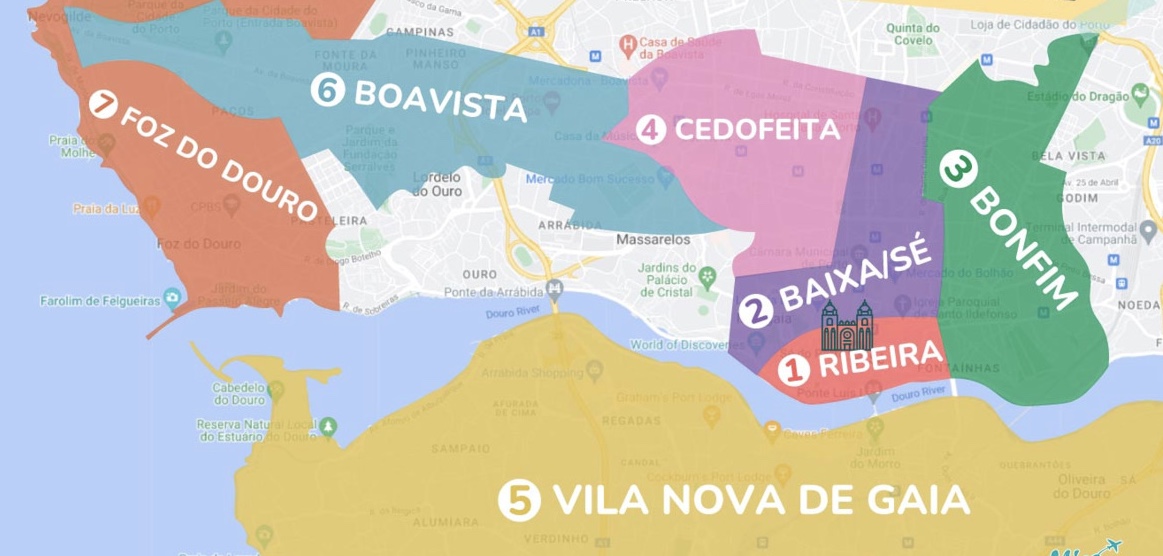 Map of Porto neighborhoods Porto areas highlighted for students