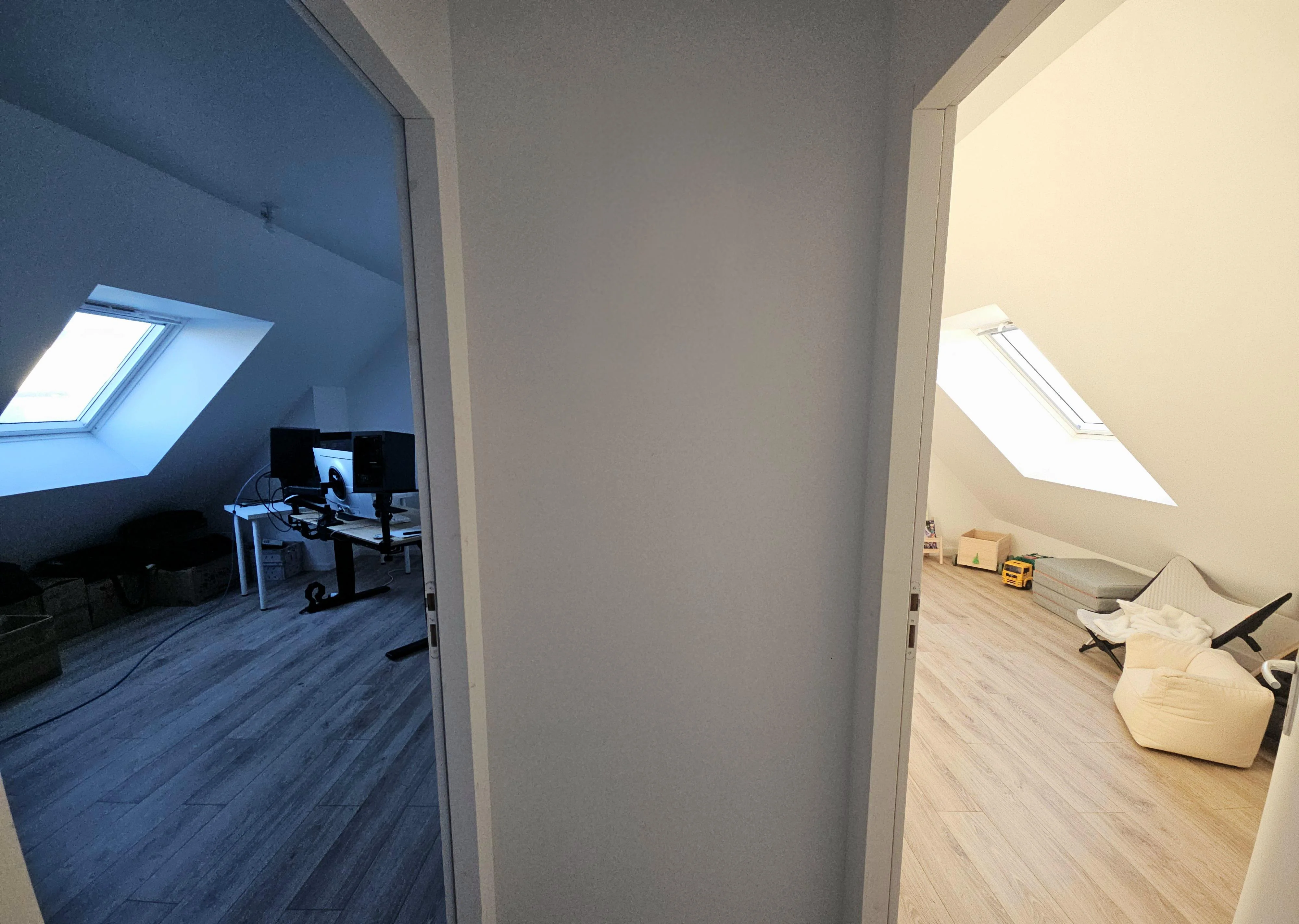 Comparison of a bright room vs. a shadier one