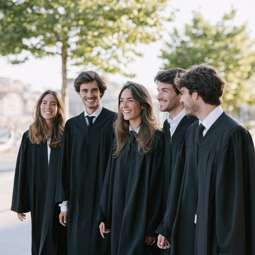 Estudantes no Porto a tradicional capa preta