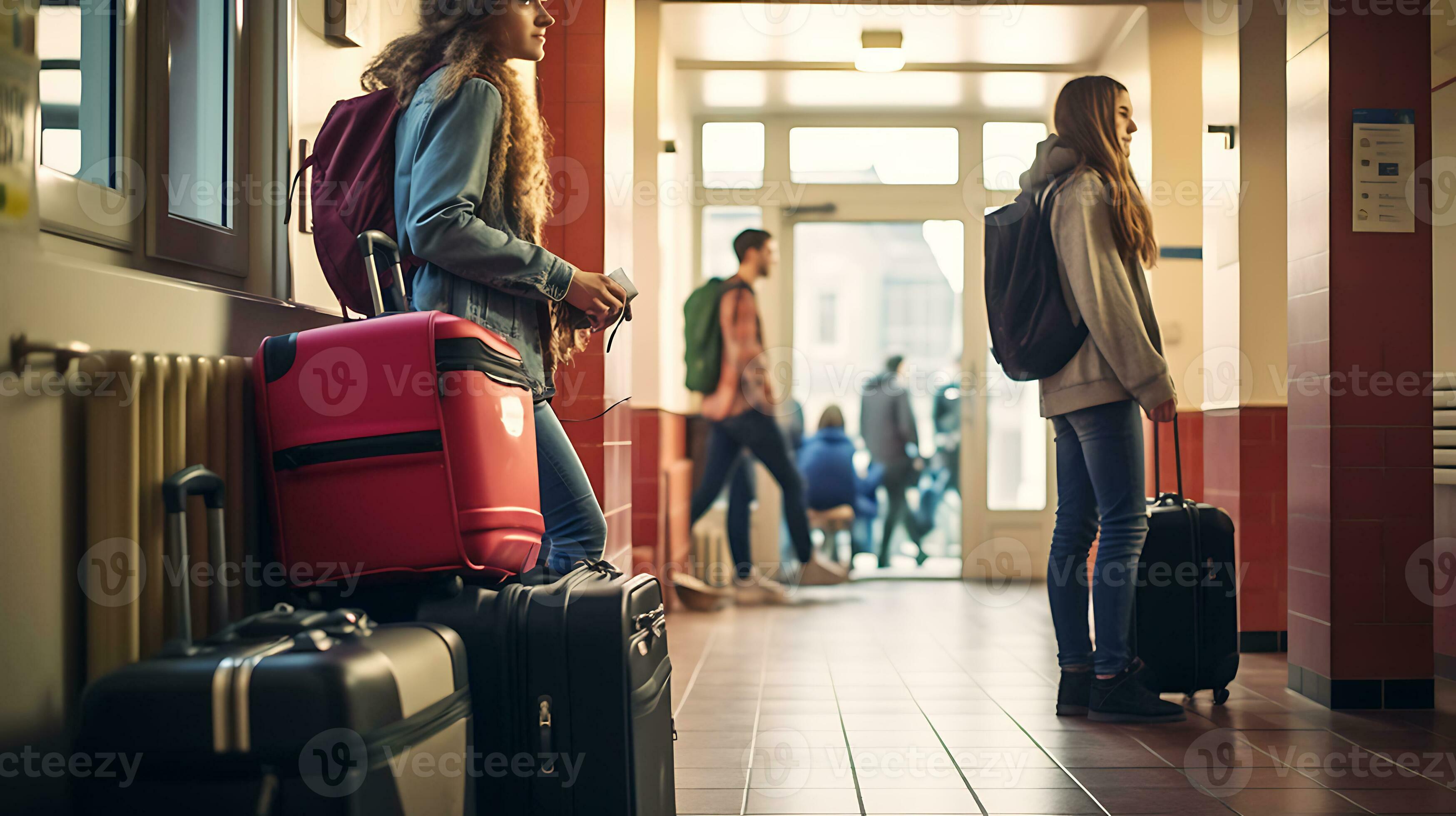 Estudantes internacionais a chegar com a mala à residência