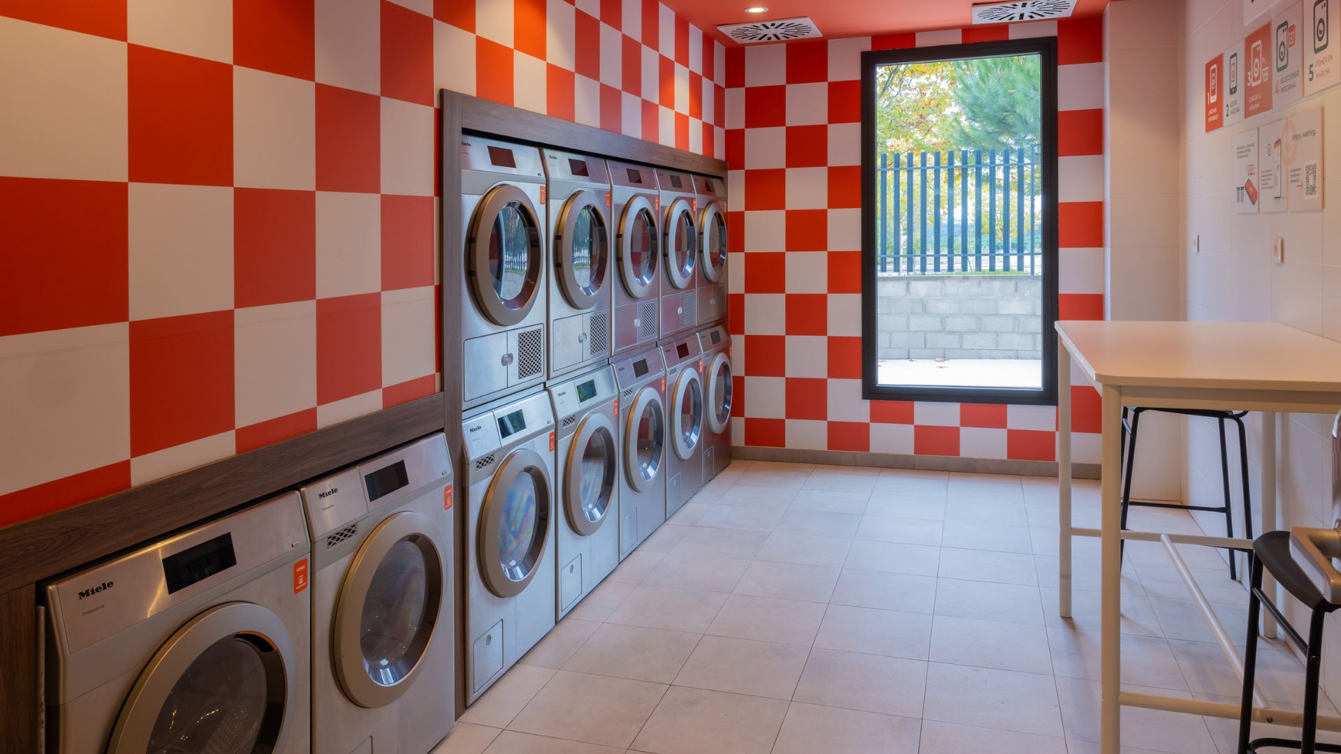 Modern laundry facility inside a college dormitory