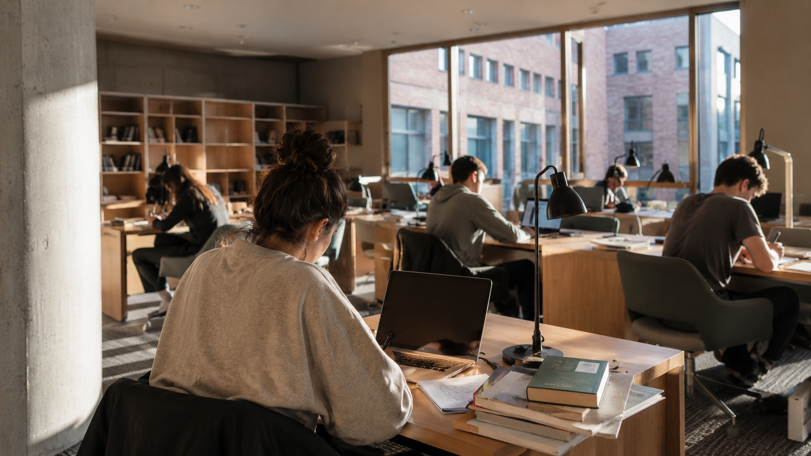 Sala de estudo banhada pelo sol