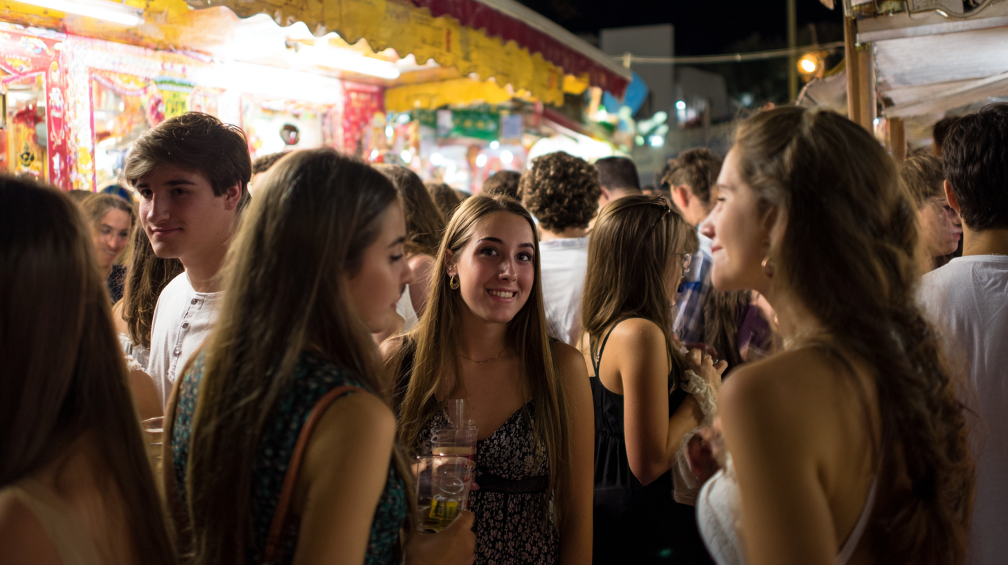 Jóvenes disfrutando de la feria de málaga