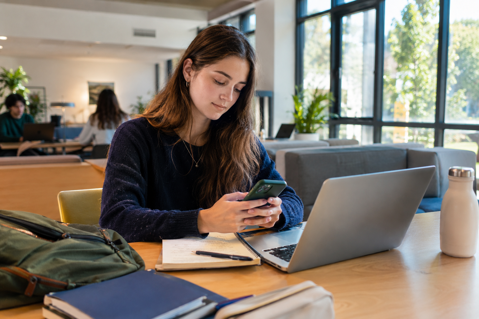 Uno studente che controlla il proprio conto corrente